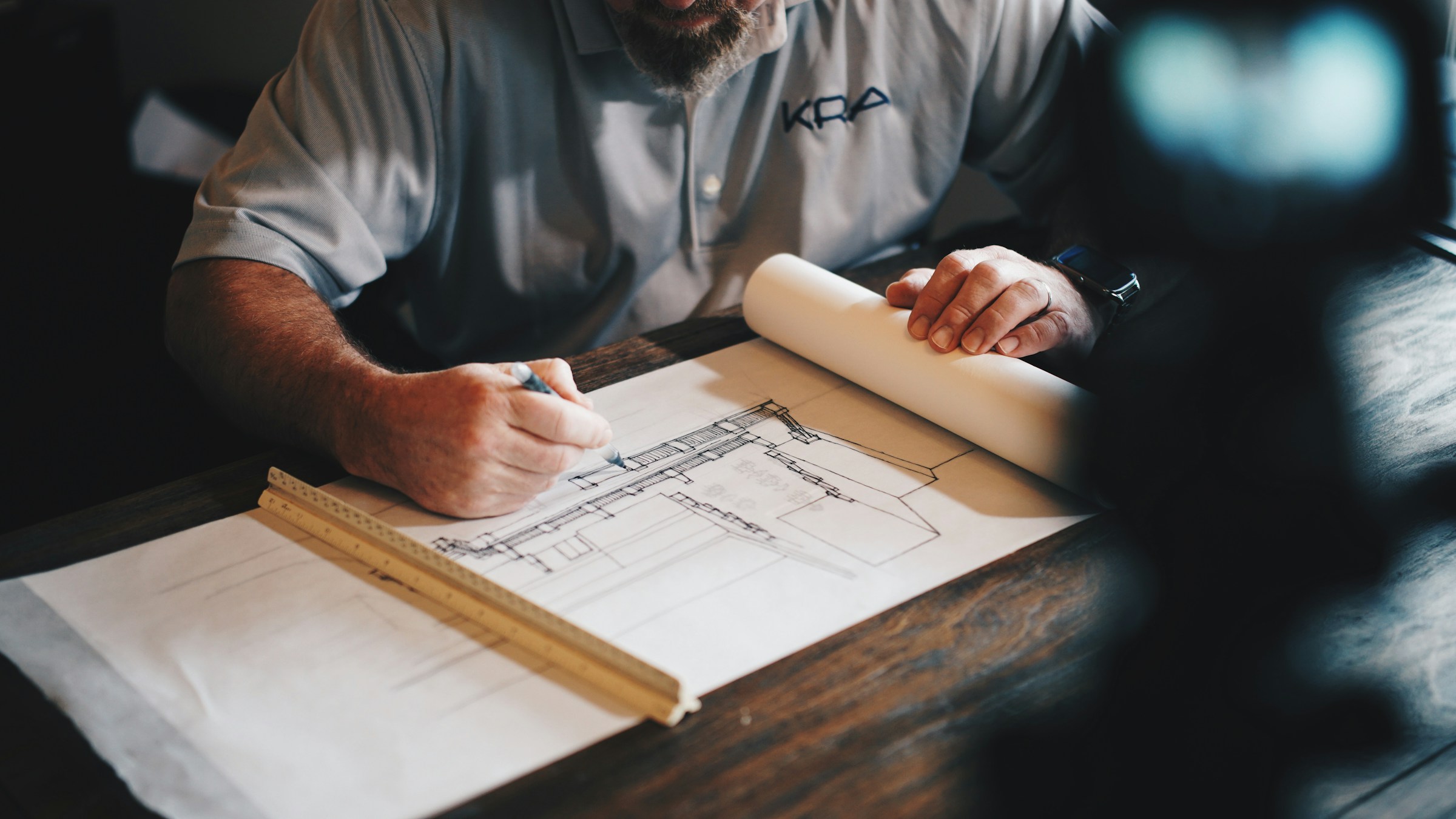 An architect drawing a plan